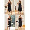 Ekouaer Sleeveless Nightgowns for Women Long Night Gown Pleated Full Length Sleepwear Tank Sleep Dress Slit Dress S-2XL(Black)
