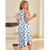 Ekouaer Sleeveless Nightgowns for Women Long Night Gown Pleated Full Length Sleepwear Tank Sleep Dress Slit Dress S-2XL(Blue Flower)