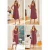 Ekouaer Sleeveless Nightgowns for Women Long Night Gown Pleated Full Length Sleepwear Tank Sleep Dress Slit Dress S-2XL(Purple Red)
