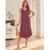 Ekouaer Sleeveless Nightgowns for Women Long Night Gown Pleated Full Length Sleepwear Tank Sleep Dress Slit Dress S-2XL(Purple Red)
