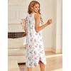 Ekouaer Sleeveless Nightgowns for Women Long Night Gown Pleated Full Length Sleepwear Tank Sleep Dress Slit Dress S-2XL(White Peach)