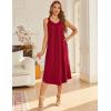 Ekouaer Sleeveless Nightgowns for Women Long Night Gown Pleated Full Length Sleepwear Tank Sleep Dress Slit Dress S-2XL(Wine Red)