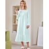 Ekouaer Victorian Nightgown 100% Cotton Long Sleeve Vintage Old Fashioned Gown for Women(Light Blue)