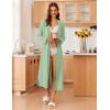 Ekouaer Waffle Robes for Women Long Knit Bathrobe Lightweight Kimono Spa Robe Soft Loungewear with Pockets S-XXL(Mint Green)
