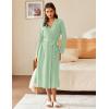 Ekouaer Waffle Robes for Women Long Knit Bathrobe Lightweight Kimono Spa Robe Soft Loungewear with Pockets S-XXL(Mint Green)