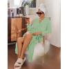 Ekouaer Waffle Robes for Women Long Knit Bathrobe Lightweight Kimono Spa Robe Soft Loungewear with Pockets S-XXL(Mint Green)