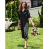 Ekouaer Women Flannel Nightgown Full Length Boyfriend Nightshirt Plaid Long Sleep Dress with Button Loungewear S-XXXL(Black)