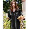 Ekouaer Women Flannel Nightgown Full Length Boyfriend Nightshirt Plaid Long Sleep Dress with Button Loungewear S-XXXL(Black)