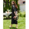 Ekouaer Women Flannel Nightgown Full Length Boyfriend Nightshirt Plaid Long Sleep Dress with Button Loungewear S-XXXL(Black)