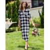 Ekouaer Women Flannel Nightgown Full Length Boyfriend Nightshirt Plaid Long Sleep Dress with Button Loungewear S-XXXL(Black Plaid)