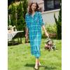 Ekouaer Women Flannel Nightgown Full Length Boyfriend Nightshirt Plaid Long Sleep Dress with Button Loungewear S-XXXL(Blue & Green Plaid)
