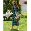 Ekouaer Women Flannel Nightgown Full Length Boyfriend Nightshirt Plaid Long Sleep Dress with Button Loungewear S-XXXL(Green Plaid)