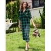 Ekouaer Women Flannel Nightgown Full Length Boyfriend Nightshirt Plaid Long Sleep Dress with Button Loungewear S-XXXL(Green Plaid)