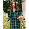 Ekouaer Women Flannel Nightgown Full Length Boyfriend Nightshirt Plaid Long Sleep Dress with Button Loungewear S-XXXL(Green Plaid)