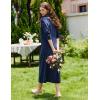 Ekouaer Women Flannel Nightgown Full Length Boyfriend Nightshirt Plaid Long Sleep Dress with Button Loungewear S-XXXL(Navy Blue)