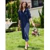 Ekouaer Women Flannel Nightgown Full Length Boyfriend Nightshirt Plaid Long Sleep Dress with Button Loungewear S-XXXL(Navy Blue)