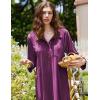 Ekouaer Women Flannel Nightgown Full Length Boyfriend Nightshirt Plaid Long Sleep Dress with Button Loungewear S-XXXL(Purple)