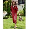 Ekouaer Women Flannel Nightgown Full Length Boyfriend Nightshirt Plaid Long Sleep Dress with Button Loungewear S-XXXL(Red & Black Plaid)