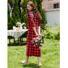 Ekouaer Women Flannel Nightgown Full Length Boyfriend Nightshirt Plaid Long Sleep Dress with Button Loungewear S-XXXL(Red & Black Plaid)