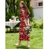 Ekouaer Women Flannel Nightgown Full Length Boyfriend Nightshirt Plaid Long Sleep Dress with Button Loungewear S-XXXL(Red Christmas)