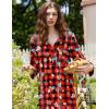 Ekouaer Women Flannel Nightgown Full Length Boyfriend Nightshirt Plaid Long Sleep Dress with Button Loungewear S-XXXL(Red Christmas)