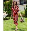 Ekouaer Women Flannel Nightgown Full Length Boyfriend Nightshirt Plaid Long Sleep Dress with Button Loungewear S-XXXL(Red Christmas)
