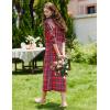 Ekouaer Women Flannel Nightgown Full Length Boyfriend Nightshirt Plaid Long Sleep Dress with Button Loungewear S-XXXL(Red Plaid)