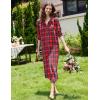 Ekouaer Women Flannel Nightgown Full Length Boyfriend Nightshirt Plaid Long Sleep Dress with Button Loungewear S-XXXL(Red Plaid)