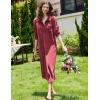 Ekouaer Women Flannel Nightgown Full Length Boyfriend Nightshirt Plaid Long Sleep Dress with Button Loungewear S-XXXL(Wine Red)