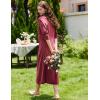 Ekouaer Women Flannel Nightgown Full Length Boyfriend Nightshirt Plaid Long Sleep Dress with Button Loungewear S-XXXL(Wine Red)