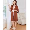 Ekouaer Women Kimono Robe 3/4 Sleeves Loungewear Dress Knee Length Sleepwear Pockets Housecoat Short Bathrobe S-XXL(C-caramel)