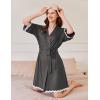 Ekouaer Women Kimono Robe 3/4 Sleeves Loungewear Dress Knee Length Sleepwear Pockets Housecoat Short Bathrobe S-XXL(C-deep Gray)
