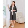 Ekouaer Women Kimono Robe 3/4 Sleeves Loungewear Dress Knee Length Sleepwear Pockets Housecoat Short Bathrobe S-XXL(C-deep Gray)