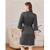 Ekouaer Women Kimono Robe 3/4 Sleeves Loungewear Dress Knee Length Sleepwear Pockets Housecoat Short Bathrobe S-XXL(C-deep Gray)