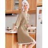 Ekouaer Women Kimono Robe 3/4 Sleeves Loungewear Dress Knee Length Sleepwear Pockets Housecoat Short Bathrobe S-XXL(C-khaki)