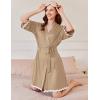 Ekouaer Women Kimono Robe 3/4 Sleeves Loungewear Dress Knee Length Sleepwear Pockets Housecoat Short Bathrobe S-XXL(C-khaki)