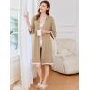Ekouaer Women Kimono Robe 3/4 Sleeves Loungewear Dress Knee Length Sleepwear Pockets Housecoat Short Bathrobe S-XXL(C-khaki)