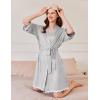 Ekouaer Women Kimono Robe 3/4 Sleeves Loungewear Dress Knee Length Sleepwear Pockets Housecoat Short Bathrobe S-XXL(C-light Gray)