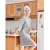Ekouaer Women Kimono Robe 3/4 Sleeves Loungewear Dress Knee Length Sleepwear Pockets Housecoat Short Bathrobe S-XXL(C-light Gray)