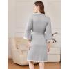 Ekouaer Women Kimono Robe 3/4 Sleeves Loungewear Dress Knee Length Sleepwear Pockets Housecoat Short Bathrobe S-XXL(C-light Gray)