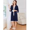 Ekouaer Women Kimono Robe 3/4 Sleeves Loungewear Dress Knee Length Sleepwear Pockets Housecoat Short Bathrobe S-XXL(C-navy Blue)