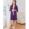 Ekouaer Women Kimono Robe 3/4 Sleeves Loungewear Dress Knee Length Sleepwear Pockets Housecoat Short Bathrobe S-XXL(C-purple)