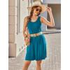 Ekouaer Women Nightgown with Pockets Sleep Shirts Sleeveless Sleepwear Pleated Front Nightshirt Round Neck Nightdress(Blue Green)