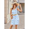 Ekouaer Women Nightgown with Pockets Sleep Shirts Sleeveless Sleepwear Pleated Front Nightshirt Round Neck Nightdress(Blue Moon Star)
