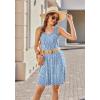 Ekouaer Women Nightgown with Pockets Sleep Shirts Sleeveless Sleepwear Pleated Front Nightshirt Round Neck Nightdress(Blue White Florals)