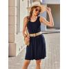 Ekouaer Women Nightgown with Pockets Sleep Shirts Sleeveless Sleepwear Pleated Front Nightshirt Round Neck Nightdress(Navy Blue)