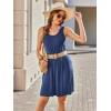 Ekouaer Women Nightgown with Pockets Sleep Shirts Sleeveless Sleepwear Pleated Front Nightshirt Round Neck Nightdress(Peacock Blue)