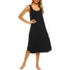 Ekouaer Women Nightgowns Long Sleeveless Sleepshirt Soft Tank Sleepwear Full Slip Nightshirt Black XXL