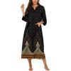 Ekouaer Women Zipper Robe 3/4 Sleeves Loungewear Dress Full Length Sleepwear Pockets Housecoat Nightgown Long Bathrobe(Style 1-pat19)