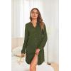 Ekouaer Womens Button Down Nightgown Long Sleeves Sleepwear V Neck Nightgowns for Women(Armygreen)